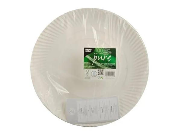 Papstar 11140, Kilpi, Pyöreä, Pahvi, Valkoinen, Yksivärinen, 100 kpl