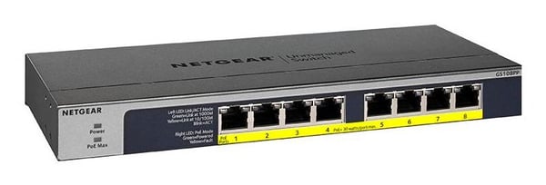 NETGEAR GS108PP 8-portars nätverksswitch Gigabit PoE+, 123 W