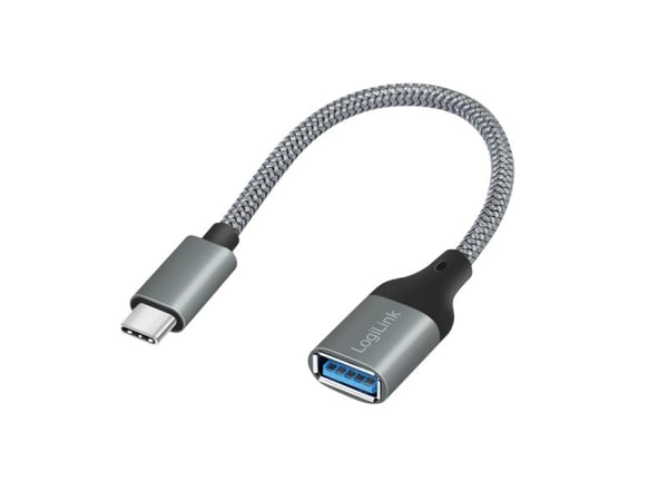 LogiLink USB 3.2 Gen1 Type-C adapter, C/M till USB-A/F, OTG, aluminium, 0,15 m, 0,15 m, USB C, USB A, USB 3.2 Gen 1 (3.1 Gen 1), 1500 Mbit/s, Grå LogiLink USB 3.2 Gen1 Type-C adapter, C/M till USB-A/F, OTG, aluminium, 0,15 m, 0,15 m, USB C, USB A, USB 3.2 Gen 1 (3.1 Gen 1), 1500 Mbit/s, Grå