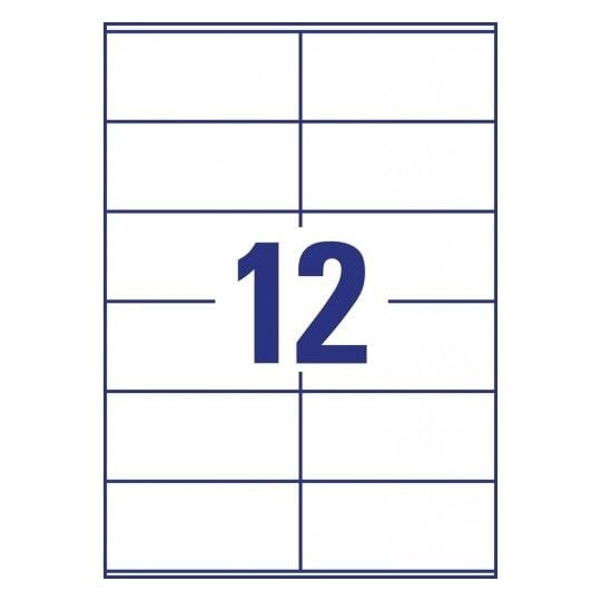 Avery LR3424-10, Hvit, Rektangel, Permanent, 105 x 48 mm, A4, Papir