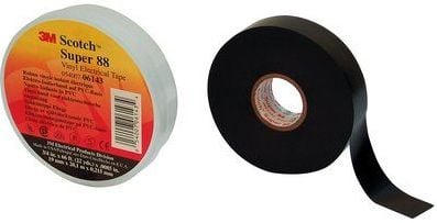 3M Scotch® Super 88 vinyl tape sort 19mm x 6m x 0,22mm - Anvendes til at isolere ledninger mod alle vejrforhold