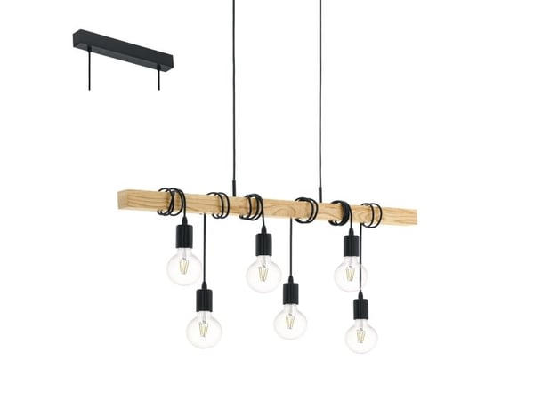 EGLO TOWNSHEND pendellampa för bord i modern design i svart och ek