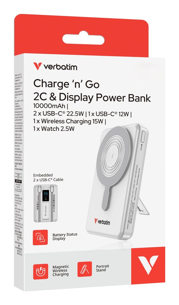 Verbatim 32273 powerbank 10000 mAh Charge'n'Go 52 W, sølv