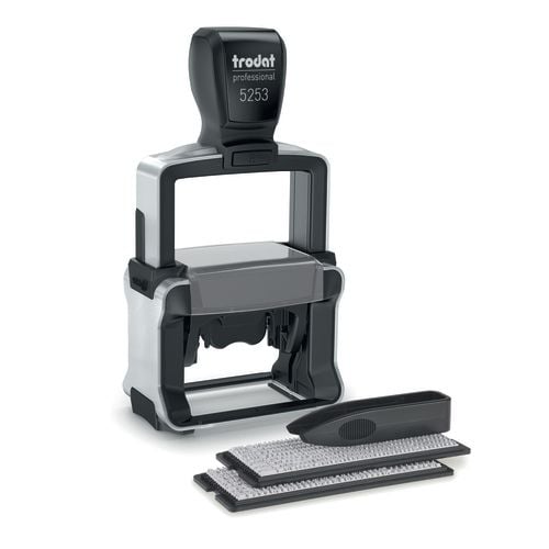 trodat tekststempel Professional 4.0 Typomatic 5253 Hus: børstet rustfritt stål, farge på håndtakshetten: svart, - 1 stk (5253PR4)