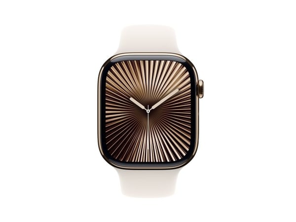 Apple Watch Series 10 (GPS + Cellular) - 46 mm - guld titan - smart klocka med sportband - fluoroelastomer - starlight - bandstorlek: S/M - 64 GB -...