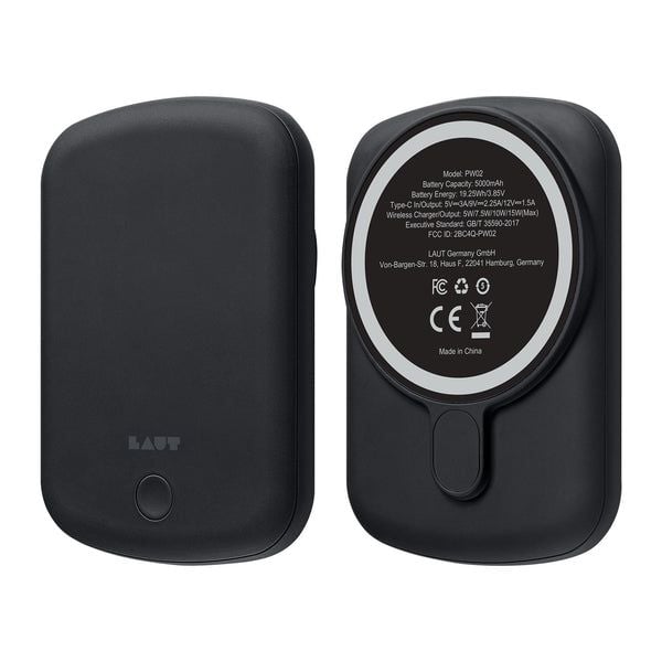 LAUT PW02, 5000 mAh, Langaton lataaminen, 3,85 V, musta