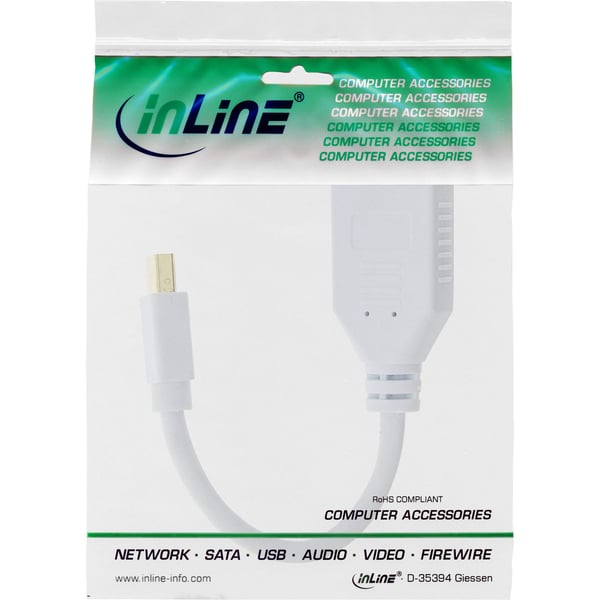 InLine 17150W, 0,15 m, DisplayPort, Mini DisplayPort, Hunkjønn, Hankjønn, Svart