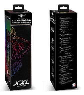 Spirit of Gamer Darkskull - XXL, Sort, Blå, Rød, Gult, Bilde, Stoff, Gummi, Antiskliunderlag, Musematte til gaming