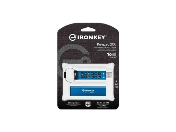 Kingston IronKey Keypad 200 USB-minne 16 GB USB 3.2 Gen 1 AES-256-kryptert