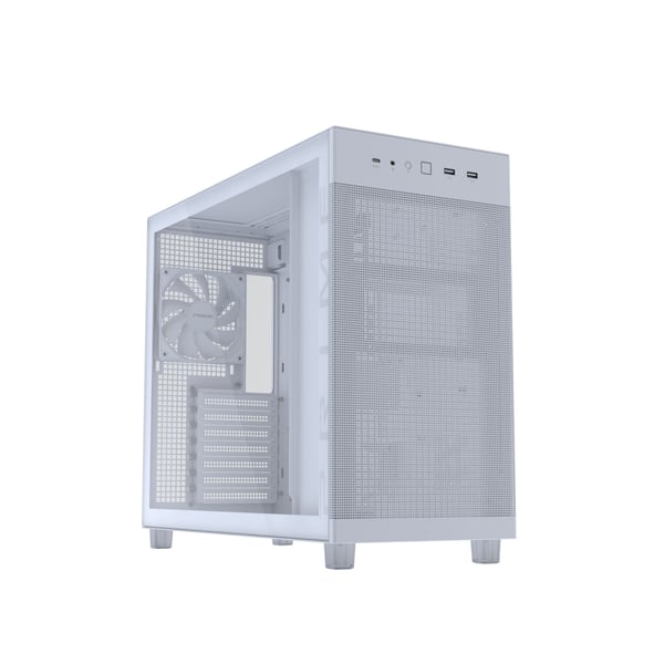 ASUS Prime AP303 - Tower - ATX - genomskinlig sidopanel (härdat glas) - ingen strömförsörjning (ATX) - vit - USB/ljud