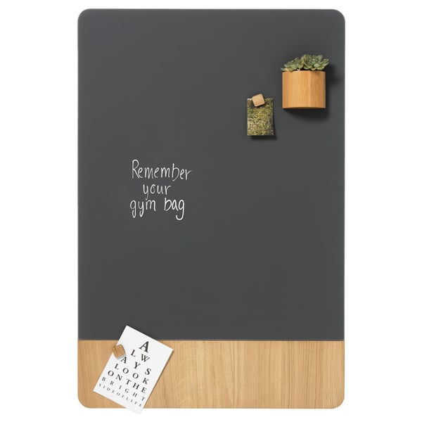 Magnetisk NAGA glastavle 60x80 cm mat glas grå med egefiner