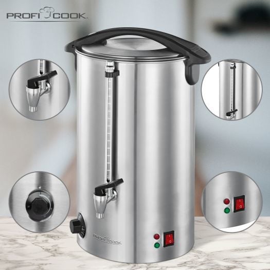 ProfiCook PC-HGA 1111 - Varmtvannsdispenser - 16 liter - 1.5 kW - rustfritt stål / svart