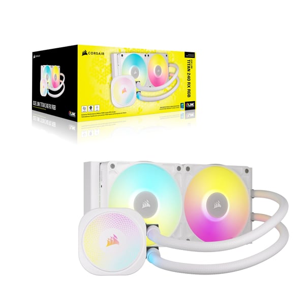CORSAIR iCUE LINK TITAN 240 RX RGB CPU-vannkjøler 240 mm, hvit