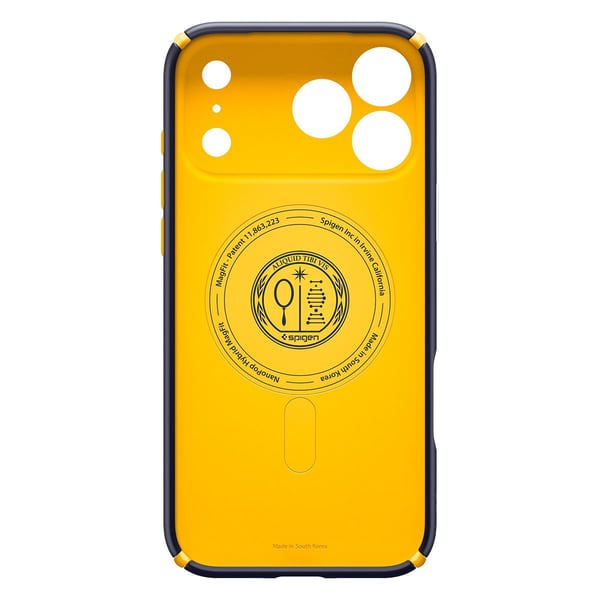 Spigen Nano Pop Hybrid (MagFit), Mobilskal, Apple, iPhone 17 Pro Max, 17,5 cm (6.9"), Marinblå, Gul