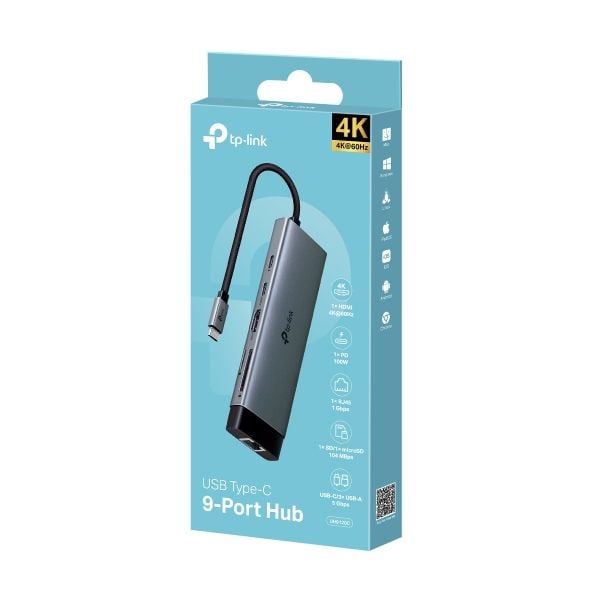 TP-Link UH9120C, USB 3.2 Gen 1 (3.1 Gen 1) Type-C, HDMI, RJ-45, USB 3.2 Gen 1 (3.1 Gen 1) Type-A, USB 3.2 Gen 1 (3.1 Gen 1) Type-C, MicroSD (TransF...