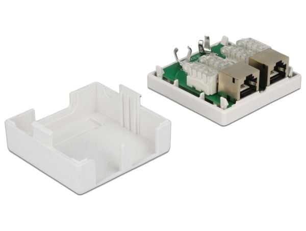 Delock Modular Wall - Stik til montering på overflade - CAT 6 - STP - RJ-45 X 2 - hvid