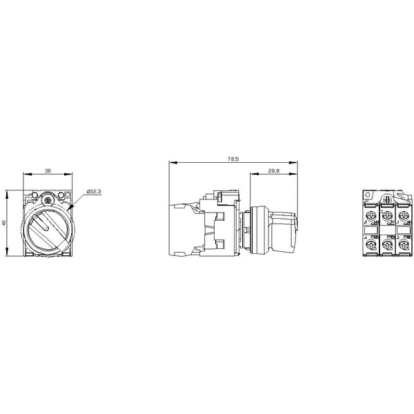 Siemens 3SU1152-2BF20-1MA0 valaistu vipukytkin 22 mm, IP67, IP69K, 2,23 cm, 60 mm, 130 mm, 20 mm, 112 g