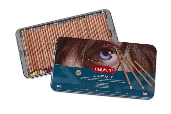 Derwent Lightfast Pencil 36 stk. i tinæske - oliebaseret farveblyant