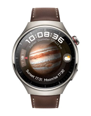 Huawei Watch 4 Pro - Titan - smartklokke med stropp - lær - mørkebrun - håndleddstørrelse: 140-210 mm - display 1.5" - 32 GB - Wi-Fi, LTE, NFC, Blu...