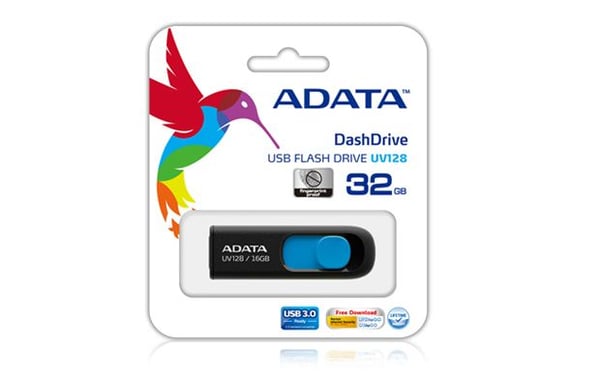 ADATA DashDrive UV128 - USB-minnepinne - 128 GB - USB 3.0 - sort, blå