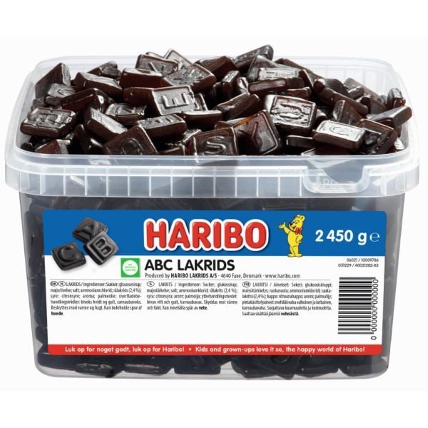 Haribo ABC Lakritsi 2,45 kg muoviämpäri