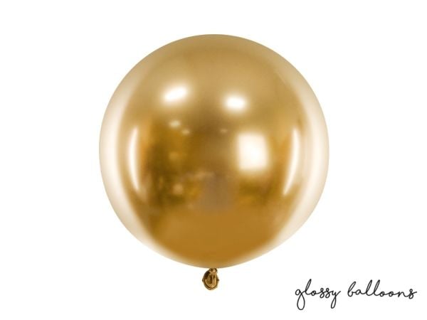 PartyDeco Glossy rund ballong 60 cm, gull, one size