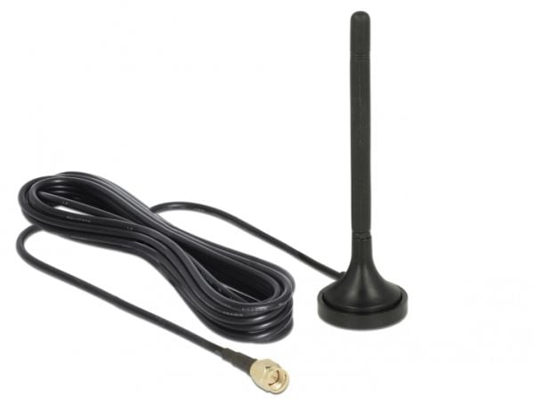 DeLOCK - Antenni - 11,08 cm - 2 dBi - ympärisäteilevä - ulko-, sisä- ja magneettikiinnitteinen - musta