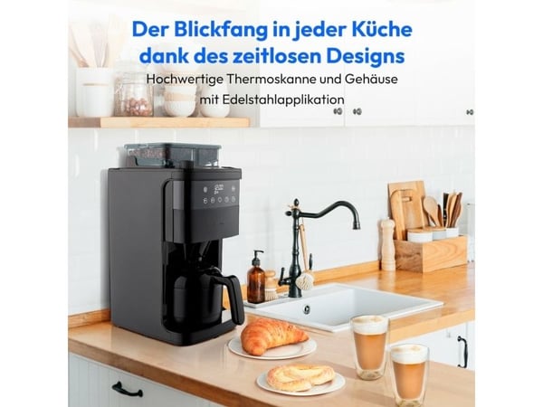 MEDION MD 19911, Kaffebrygger (drypp), 1 l, Kaffe bønner, Innebygd kaffekvern, 1000 W, Sort
