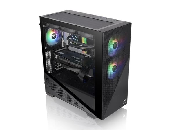 Thermaltake Divider 370 TG ARGB - Mid tower - utökad ATX - genomskinlig sidopanel (härdat glas) - ingen strömförsörjning (PS/2) - svart - USB/ljud