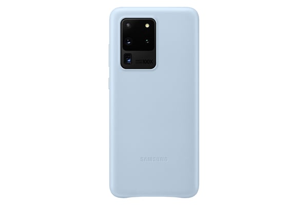 Samsung Leather Cover EF-VG988 - Baksidesskydd för mobiltelefon - aluminium, läder - korallblå - för Galaxy S20 Ultra, S20 Ultra 5G