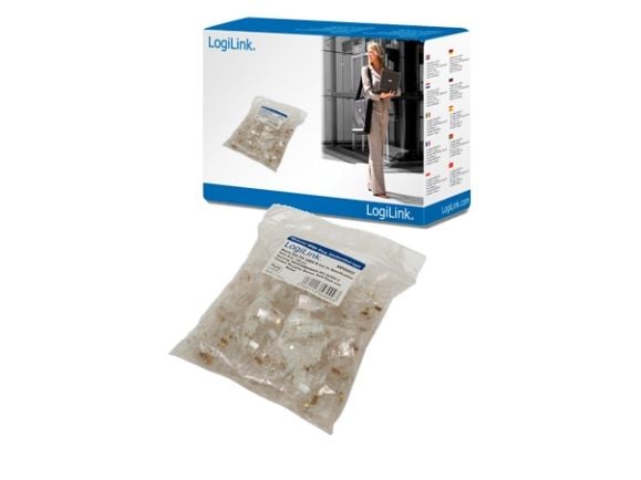 LogiLink MP0002, RJ-45, Läpinäkyvä, Uros, Cat5e, Kulta, 100 kpl