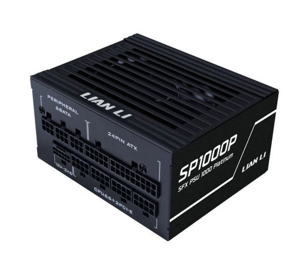 Lian Li SP Series Platinum 80 PLUS Platinum-strømforsyning, SFX, fullt modulær, PCIe 5.1, ATX 3.1 - 1000 watt, svart