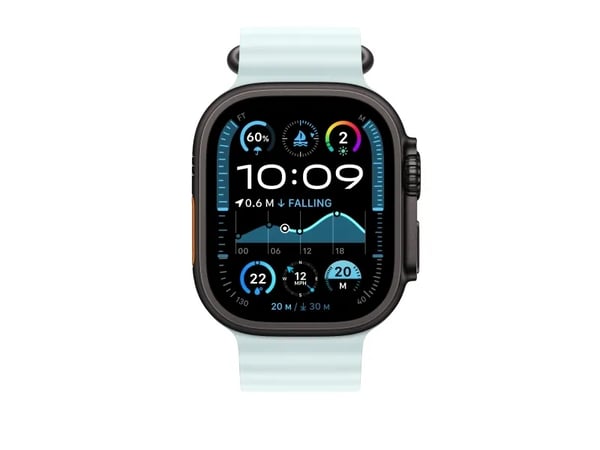 Apple - Klockarmbandsförlängning för smart klocka - 49 mm, svart titanfinish - 130 - 250 mm - isblå