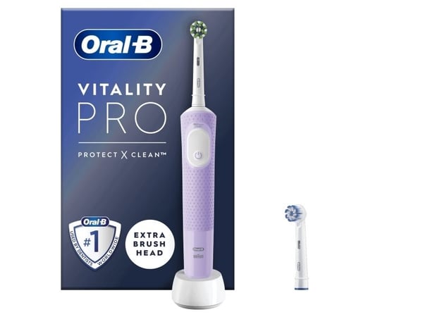 Oral-B Vitality Pro, Aikuinen, Pyörivä/värähtelevä hammasharja, Päivittäinen käyttö, Super sensitive, Herkkä, Violetti, 2 min, Akku