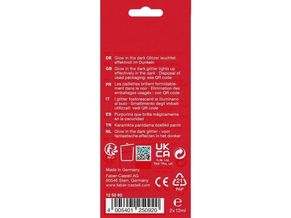 Faber-Castell 125092, Glitter julisteväri, 12 ml, 2 kpl |