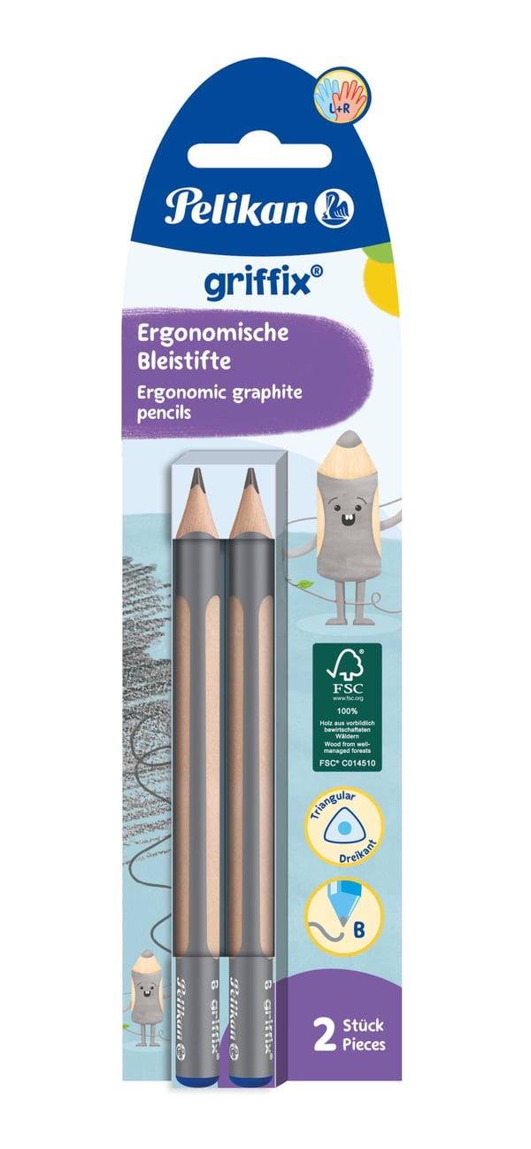 Pelikan 817028, B, Beige, Grå, Triangulær, 3,5 mm, 140 mm, 2 stykker