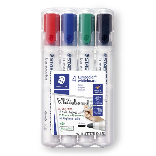Staedtler Lumocolor , 4 kpl, Musta, Sininen, Vihreä, Punainen, Pyöreä pää, Monivärinen, Polypropeeni (PP), 2 mm