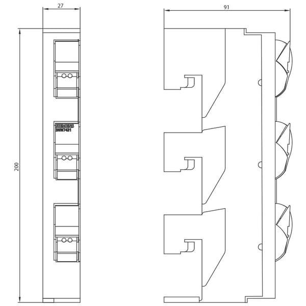 Siemens 3NW74310HG Sulakkeen pidike 30 A 600 V/AC 1 kpl