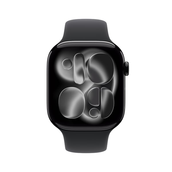 Apple Watch Series 11 GPS 46mm Jet Black Aluminium Case with Black Sport Band - S/M