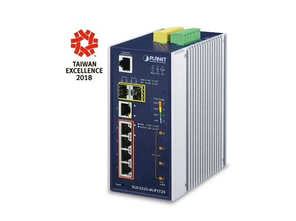 PLANET IGS-5225-4UP1T2S - Switch - L2+ - Styrt - 1 x 10/100/1000 + 4 x 10/100/1000 (UPOE) + 2 x SFP - DIN-skinnemonterbar, veggmonterbar - UPOE (24...