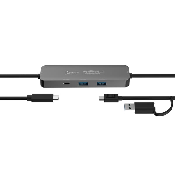 j5create Wormhole Switch™-näytönjakokeskitin, USB 3.2 Gen 1 (3.1 Gen 1) Type-A + Type-C, USB 3.2 Gen 1 (3.1 Gen 1) Type-A, USB 3.2 Gen 1 (3.1 Gen 1...