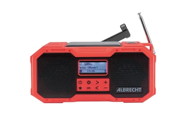 Albrecht DR 112 kampiradio ulkokäyttöön DAB+/FM 5 W, musta/punainen