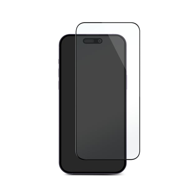 DELTACO - Skärmskydd för mobiltelefon - full täckning, 9H - 2.5D - glas - ramfärg svart - för Apple iPhone 15 Pro Max