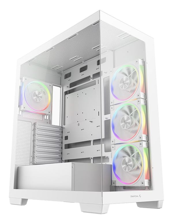DeepCool CG580 4F V2 WH - Tower - ATX - genomskinlig sidopanel (härdat glas) - ingen strömförsörjning (ATX / PS/2) - vit - USB/ljud
