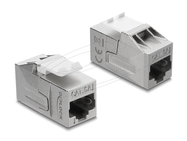 DeLOCK 91122, Tasainen, Hopea, Valkoinen, RJ-45, RJ-45, Naaras, Naaras