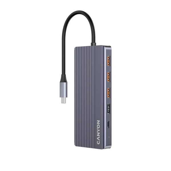 Canyon DS-16, dokkingstasjon med flere porter, 13 porter, 1xUSB-C 100W+3xUSB3.0+1xUSB2.0+2xHDMI+1xskjermport +1xRJ45+1xaudio