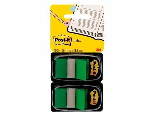 Post-it® Index medium flagga, i dubbelförpackning, grönt, 50 ark