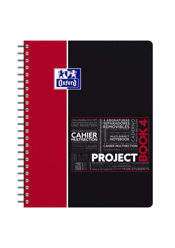 Oxford Studentprojektbok A4+, rutad - finns i blandade färger