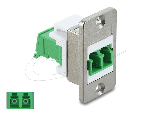 Delock Panelmontage LC Duplex hona till LC Duplex hona med laserskyddsklaff invändigt silver/grön/vit