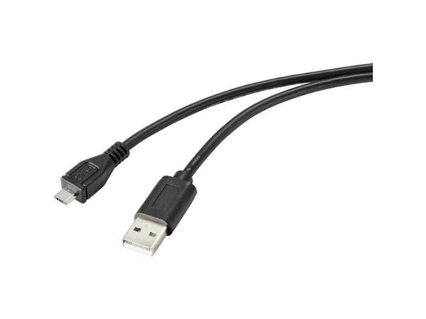 Renkforce RF-4716836, 2 m, USB A, Micro-USB B, USB 2.0, 0,48 Gbit/s, Svart